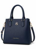 RuiGeShi Women’s Fashion Handbag, Navy Blue Top Handle Tote Bag with Gold Logo, Detachable Shoulder Strap, Spacious Multi-Compartment Crossbody Purse for Work, Shopping, Travel & Daily Use